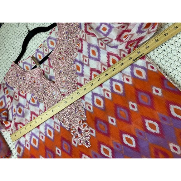 Soft Surroundings Tunic Top Women size Medium Geometric Boho Artsy Flowy Aztec - Picture 6 of 15